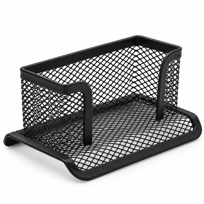 Empty black mesh business card holder