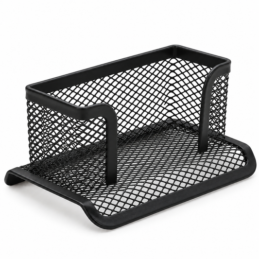 Empty black mesh business card holder
