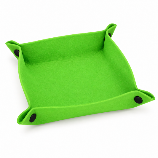 Empty green felt tray with four black corner snaps