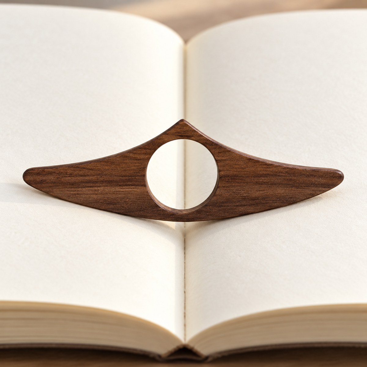 Page holder resting across a notebook fold